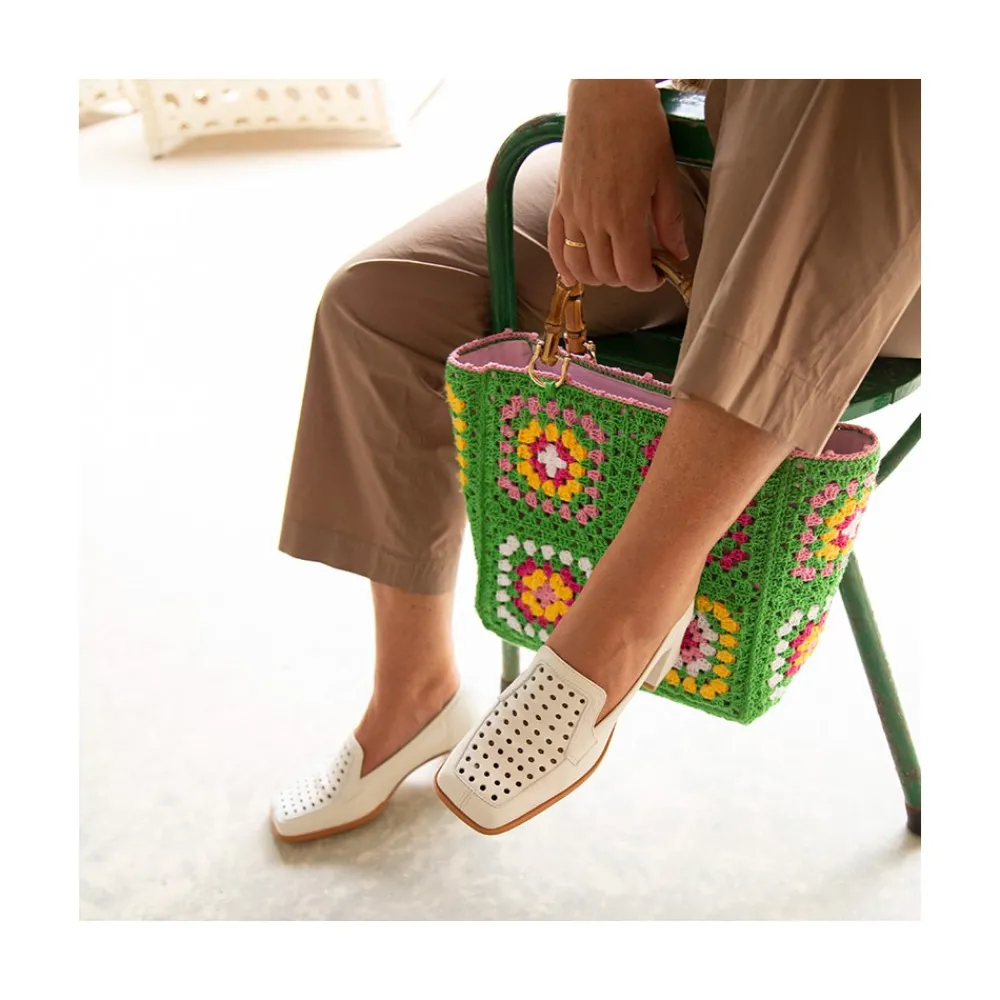 ANGEL ALARCON Tatum - Mocasin De Piel De Verano Con Tacon Sale