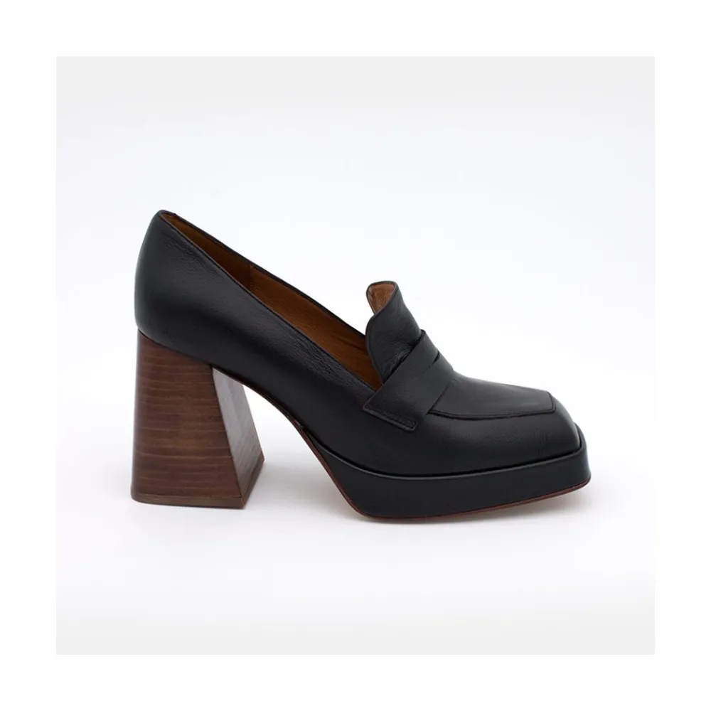 ANGEL ALARCON Tular - Mocasines De Mujer De Piel Con Tacon Alto Y Plataforma