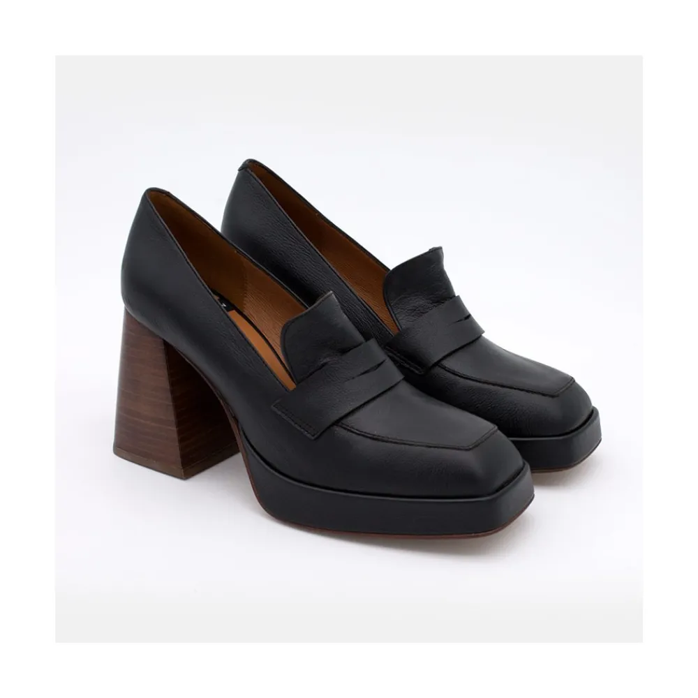 ANGEL ALARCON Tular - Mocasines De Mujer De Piel Con Tacon Alto Y Plataforma