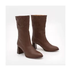 ANGEL ALARCON Xaya - Botin De Piel Con Tacon Alto De Puntera Redonda Clearance