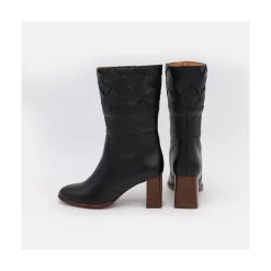 ANGEL ALARCON Xaya - Botin De Piel Con Tacon Alto De Puntera Redonda Discount